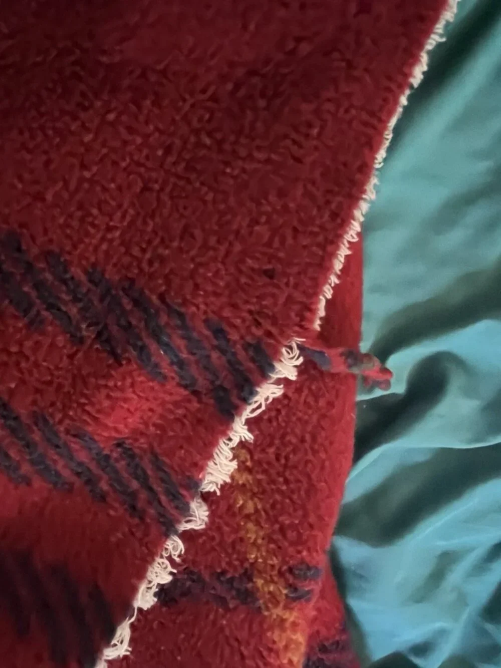 VTG Biederlack Blanket Reversible Plaid Red Blue Throw 75”x 58” Cabincore Twin